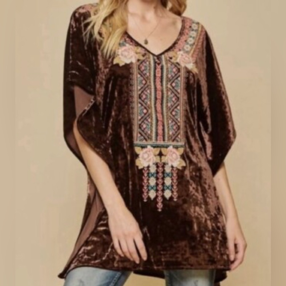 Embroidered Brown Velvet Women's Top
Andree by Unit